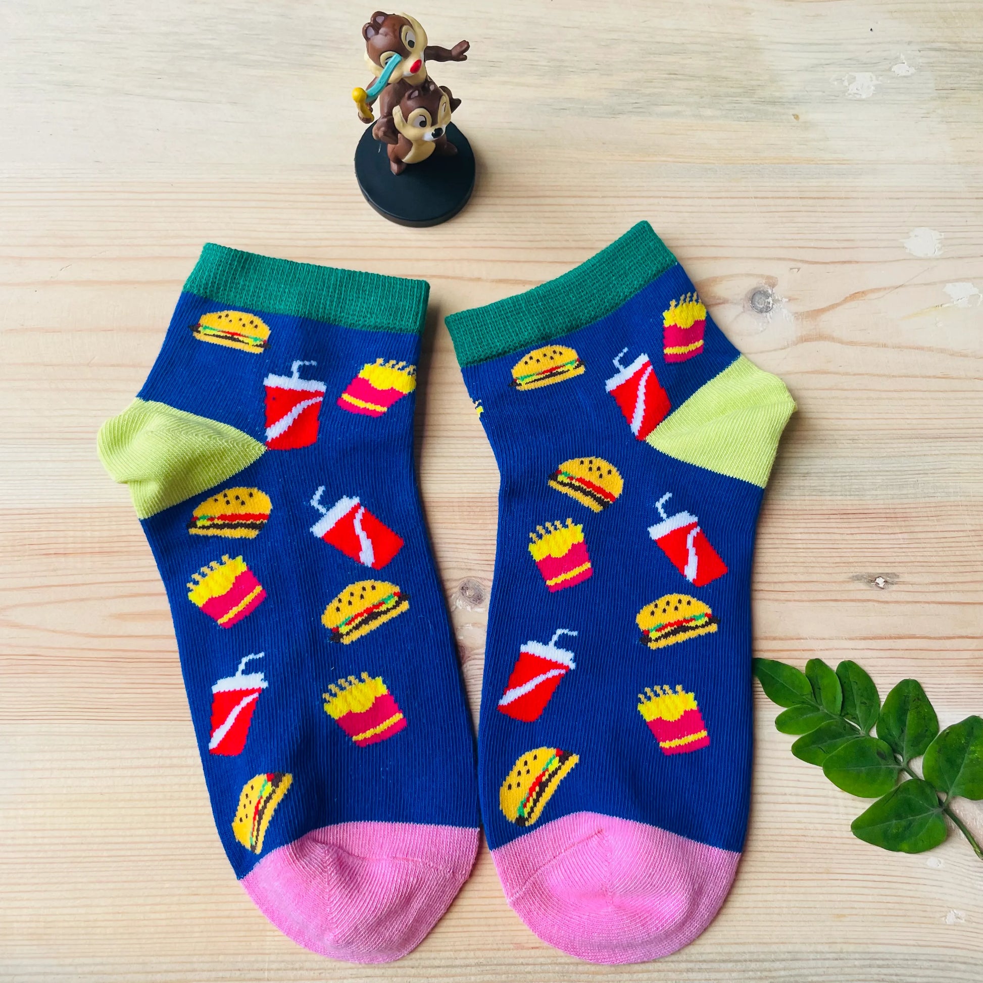 Fast Food Ankle Socks – Burger, Fries & Drink Print  Lazzy Socks India