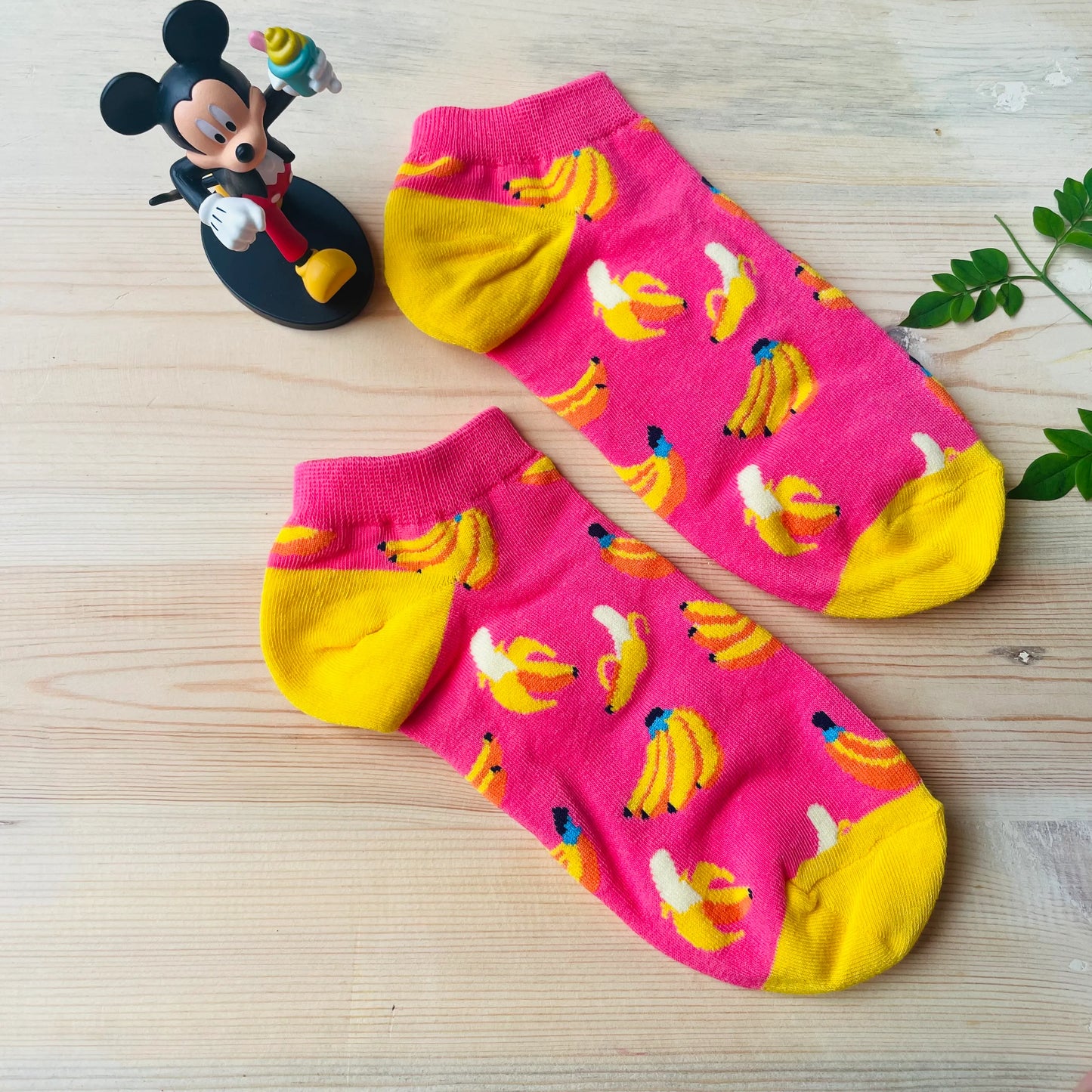Go Bananas Ankle Socks – Fun Pink & Yellow Fruit Print  Lazzy Socks India