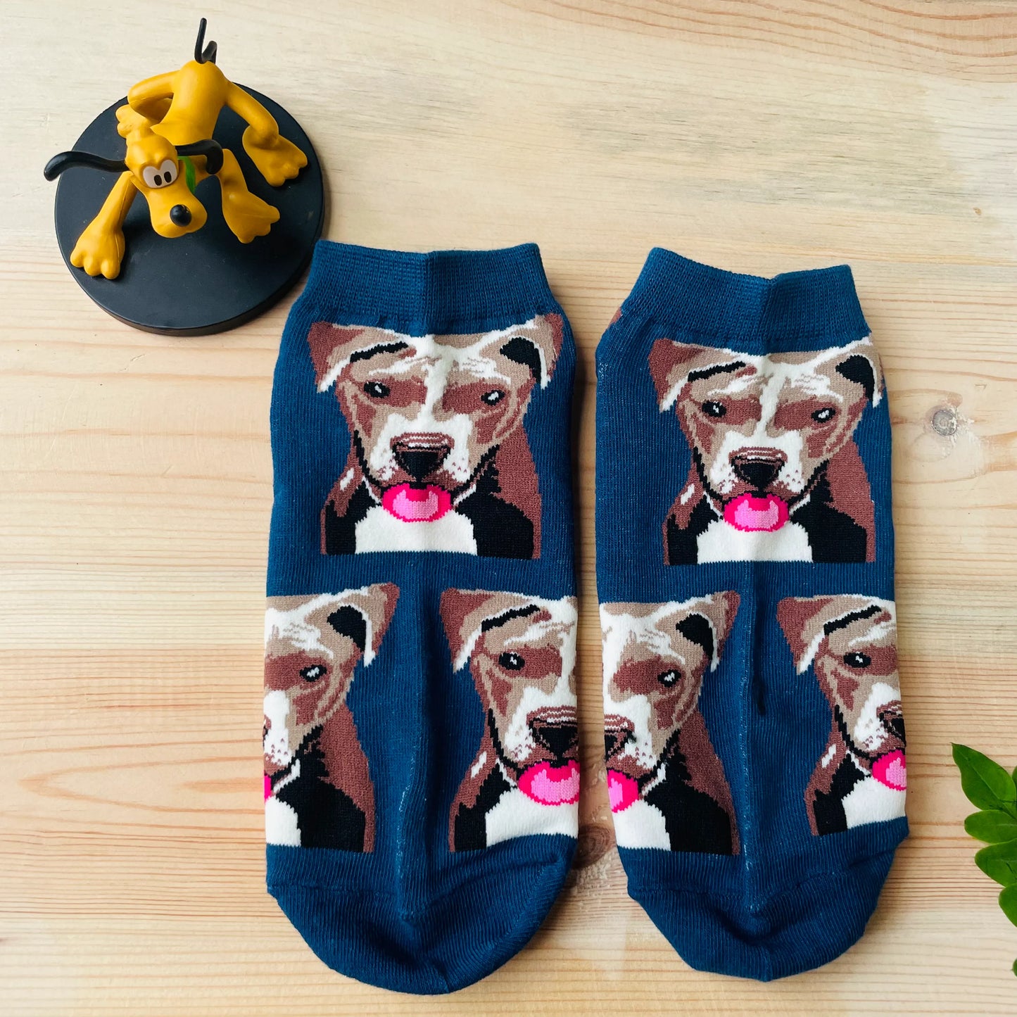 Happy Pit Bull Ankle Socks – Realistic Dog Portrait Design  Lazzy Socks India