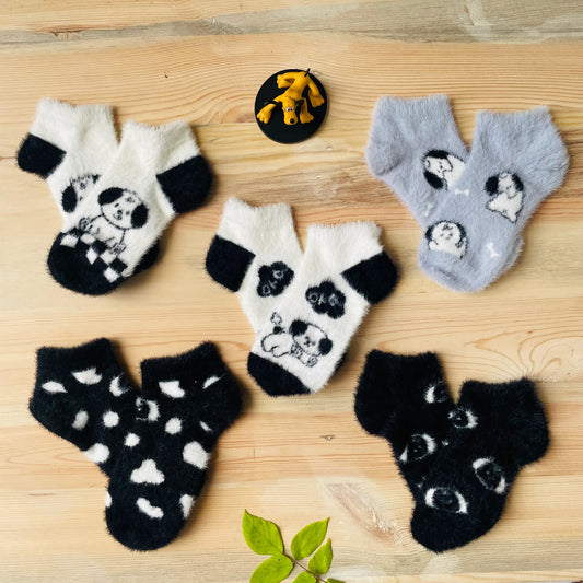 Playful Pups Fuzzy Ankle Socks (Pack of 5)  Lazzy Socks India