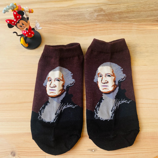 Presidential Portrait Ankle Socks – George Washington Design | Lazzy Socks India