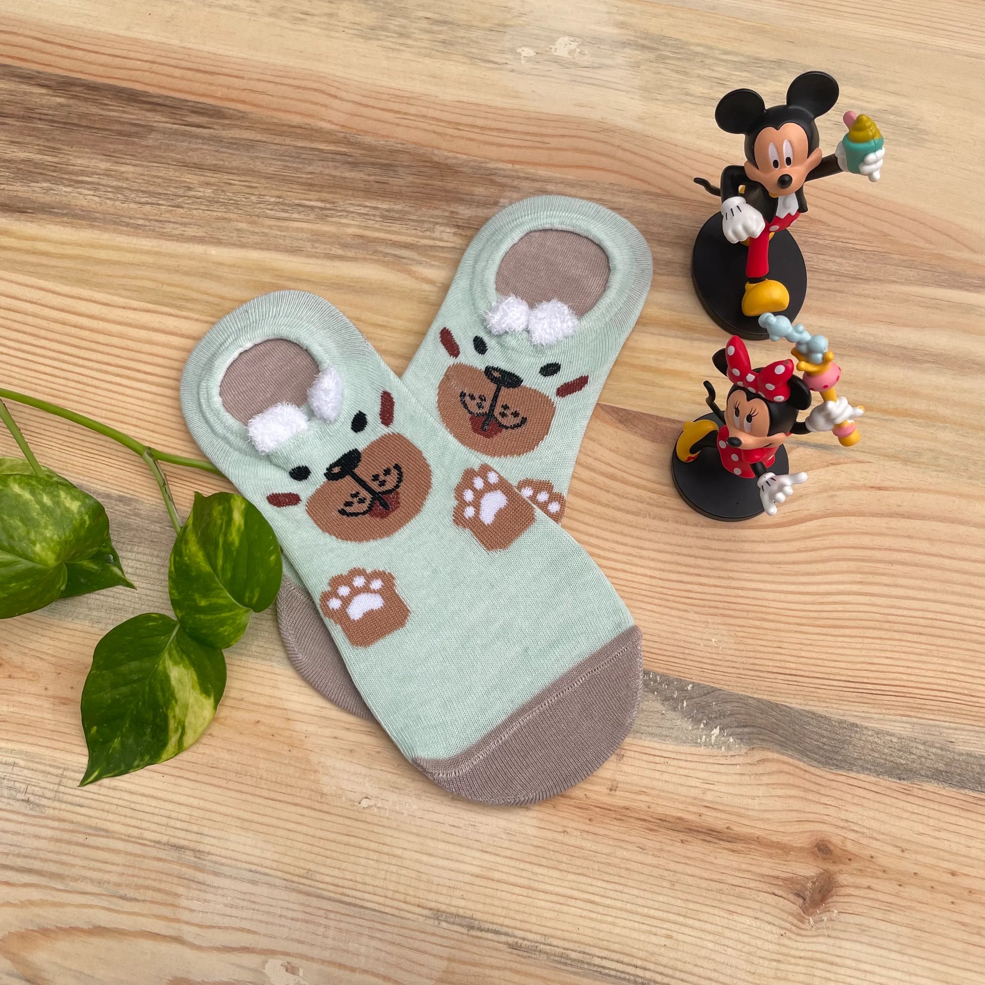 Puppy Paw No-Show Socks – Cute Green Dog Design  Lazzy Socks India