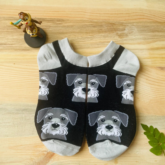 Schnauzer Dog Ankle Socks – Cute Puppy Face Print  Lazzy Socks India