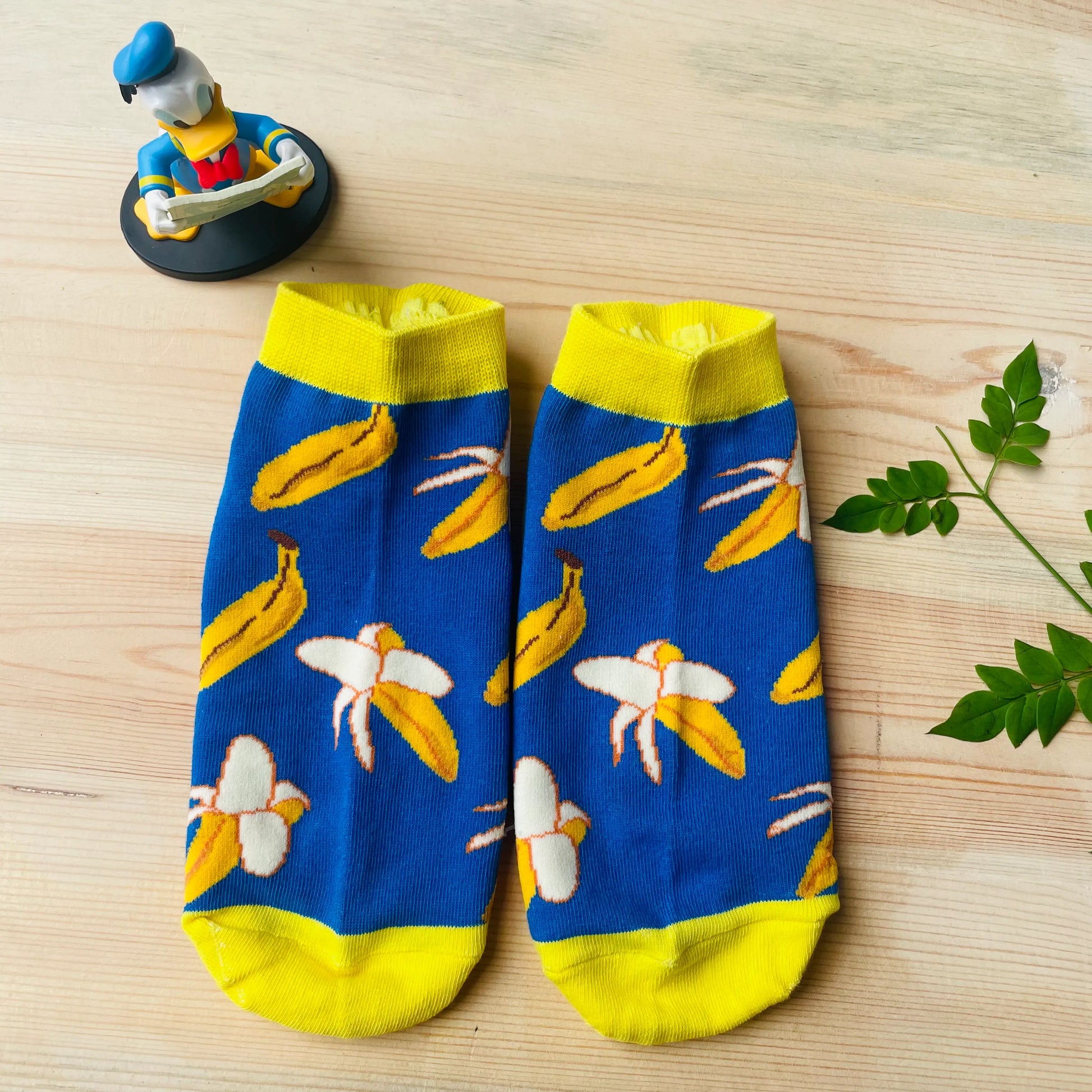 Tropical Banana Ankle Socks – Fun Blue & Yellow Design  Lazzy Socks India
