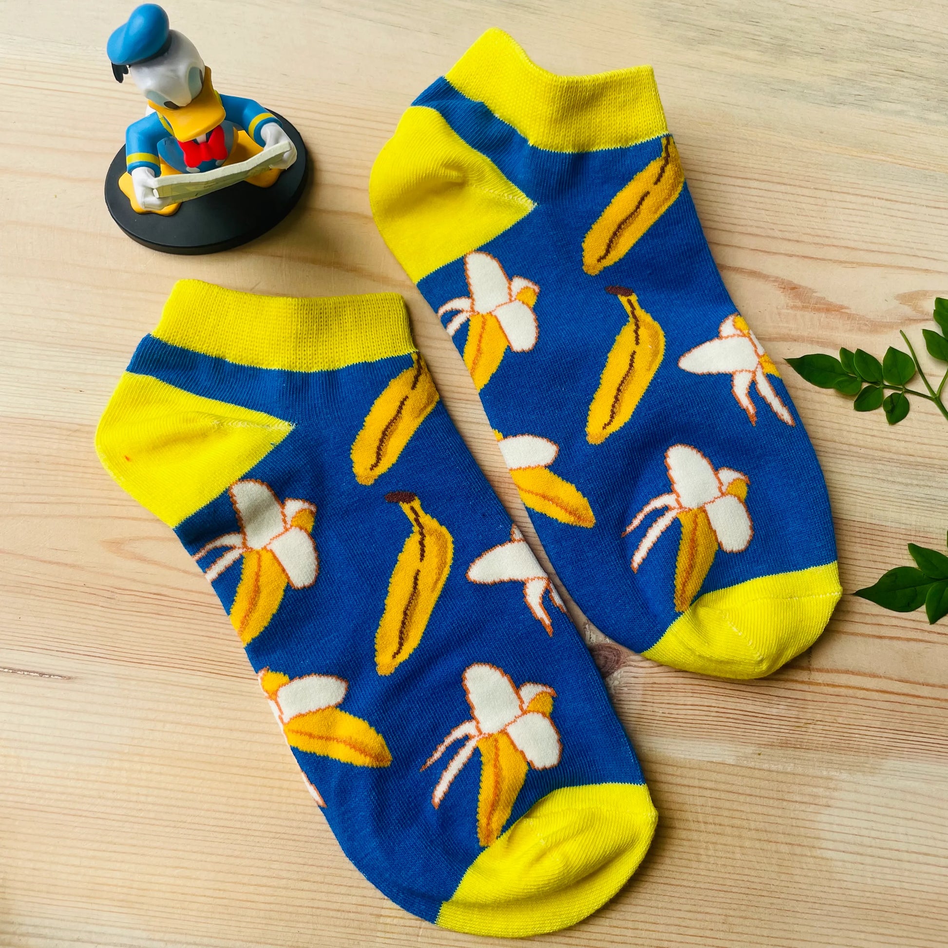 Tropical Banana Ankle Socks – Fun Blue & Yellow Design  Lazzy Socks India
