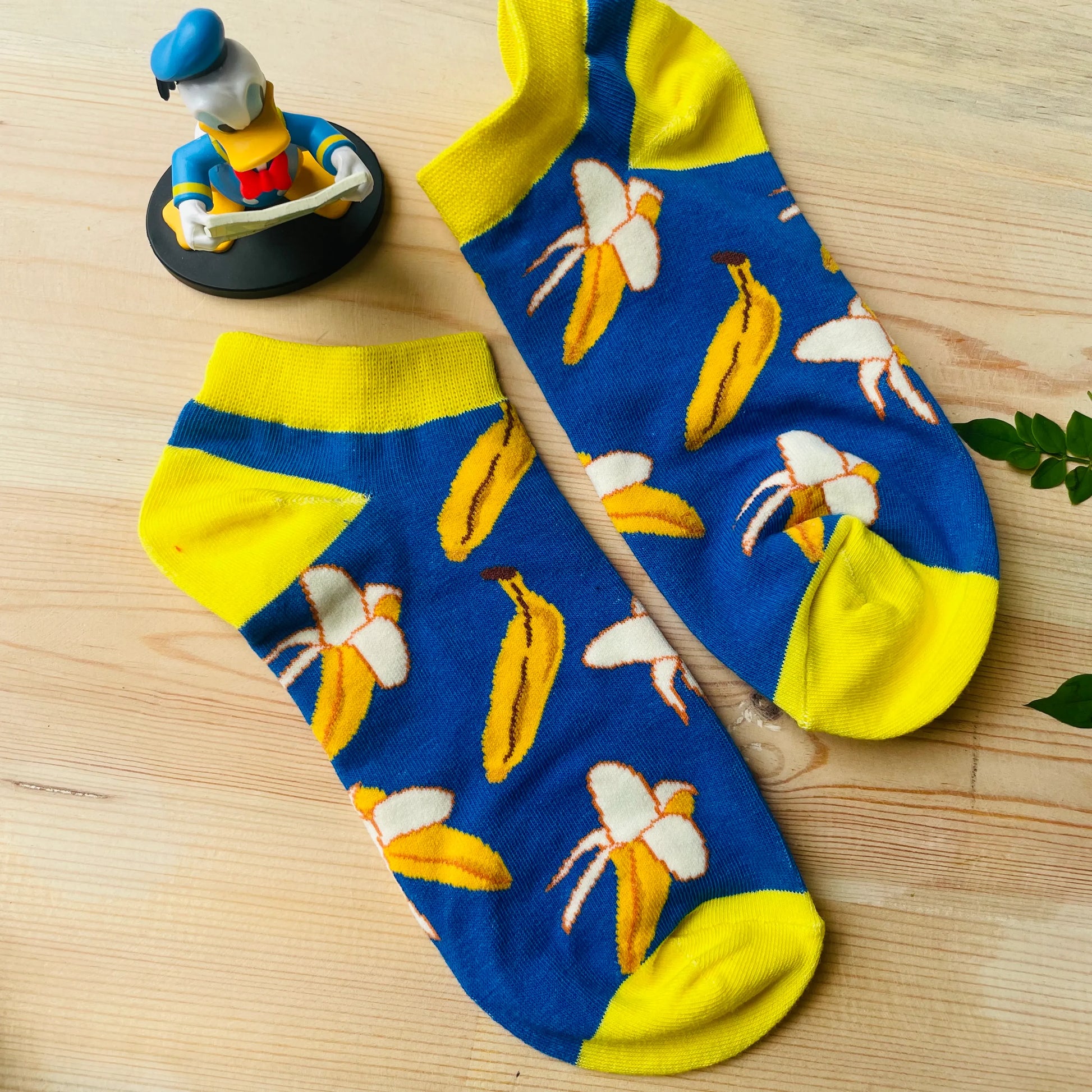 Tropical Banana Ankle Socks – Fun Blue & Yellow Design  Lazzy Socks India
