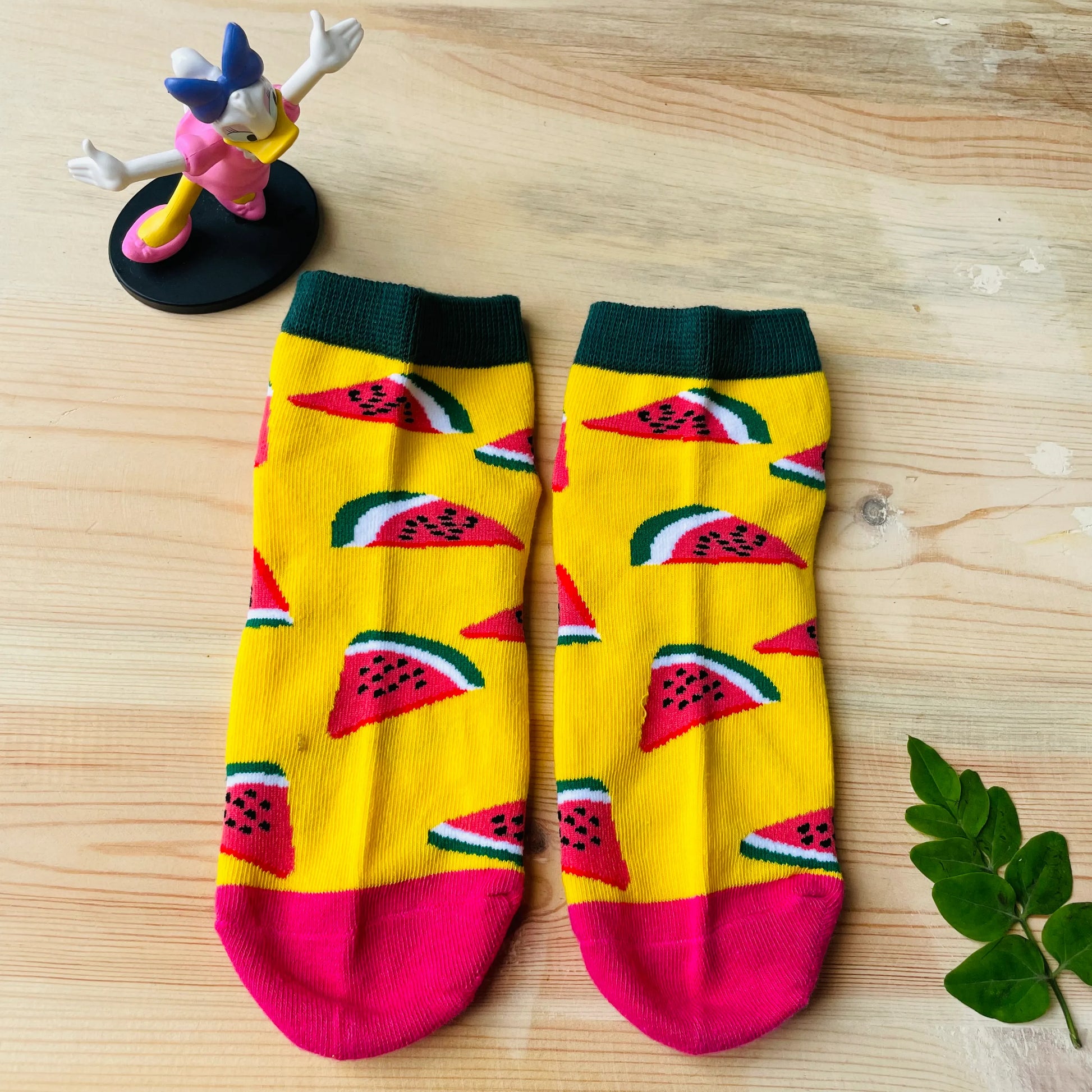 Watermelon Pop Ankle Socks – Vibrant Yellow Fruit Design | Lazzy Socks India