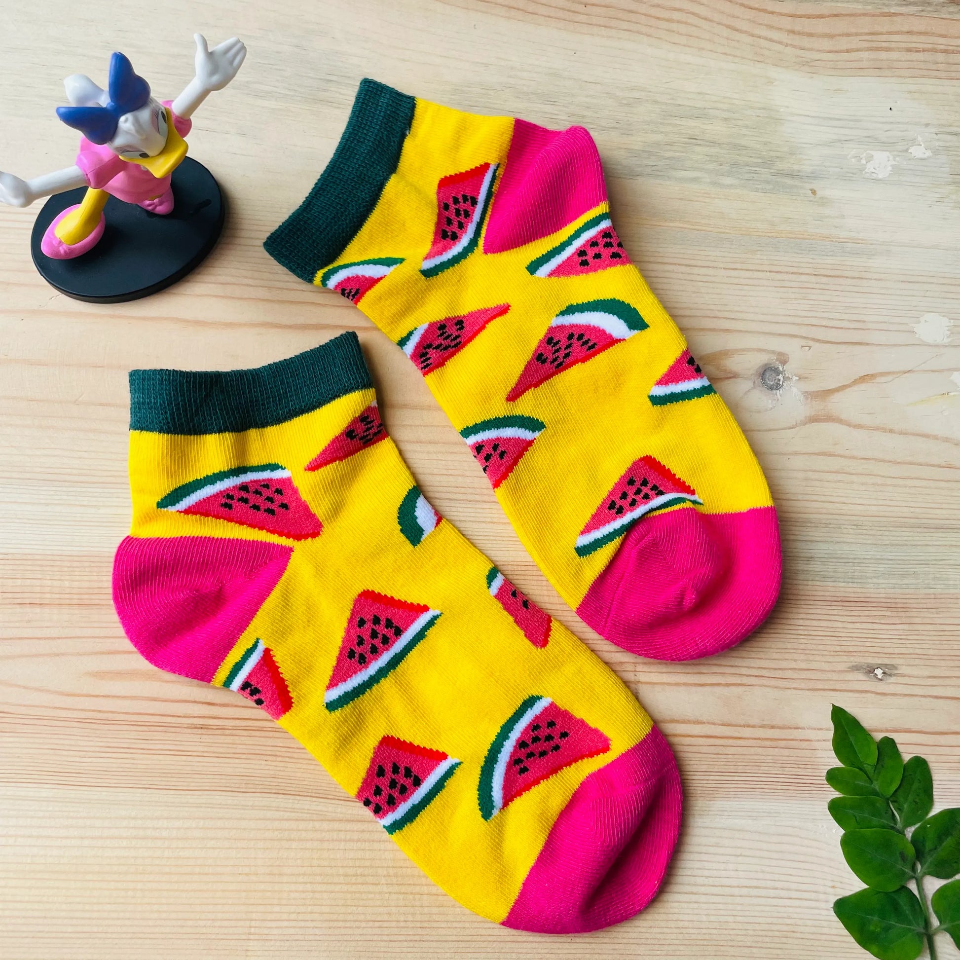 Watermelon Pop Ankle Socks – Vibrant Yellow Fruit Design | Lazzy Socks India