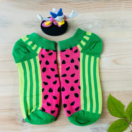 Watermelon Stripe Ankle Socks – Sweet Fruit Design  Lazzy Socks India
