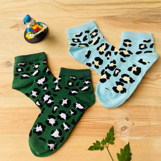 Wild Pop Leopard Ankle Socks (Pack of 2)  Lazzy Socks India