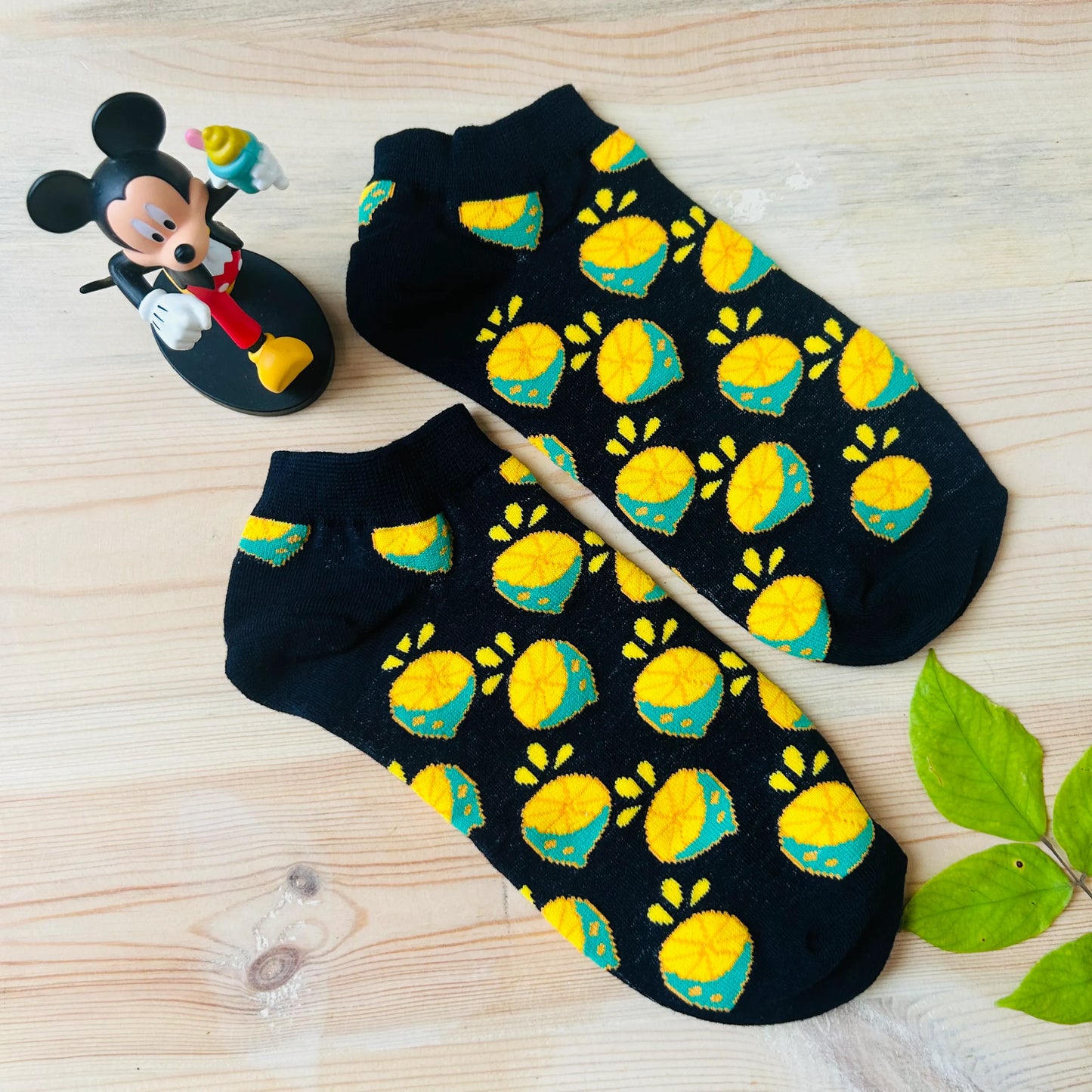 Zesty Lemon Ankle Socks – Quirky Fruit Print  Lazzy Socks India