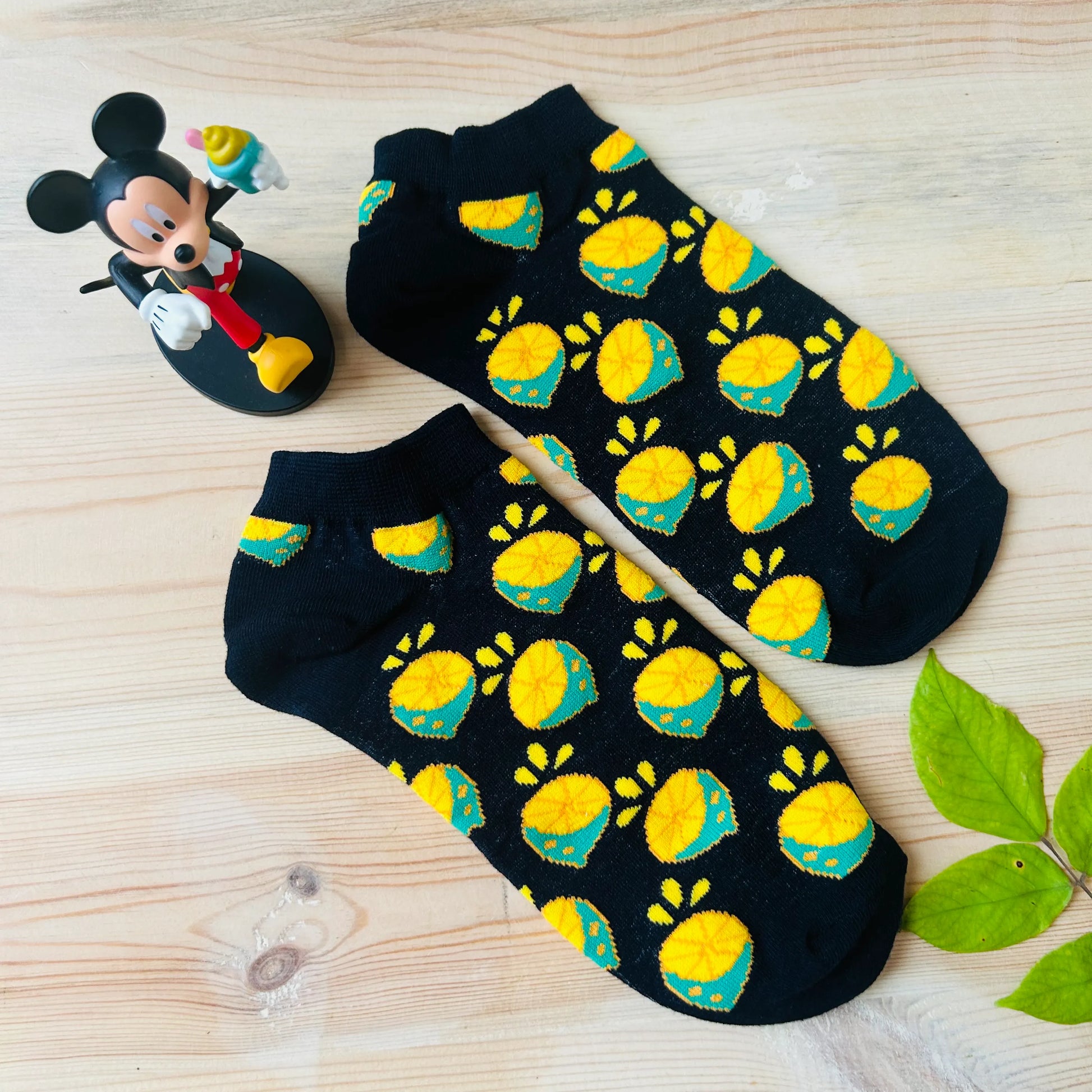 Zesty Lemon Ankle Socks – Quirky Fruit Print  Lazzy Socks India
