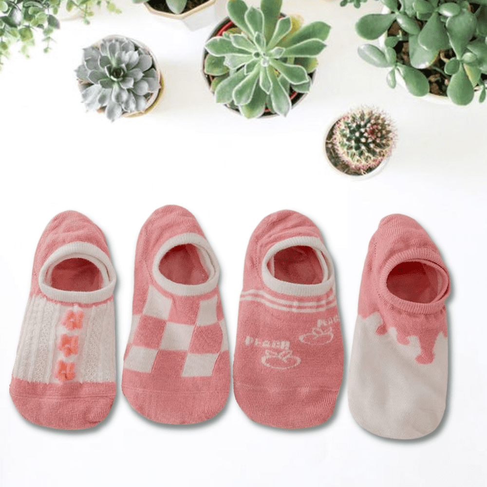 House of Pink Unisex No Show Socks (pack of 4) from lazzy socks
