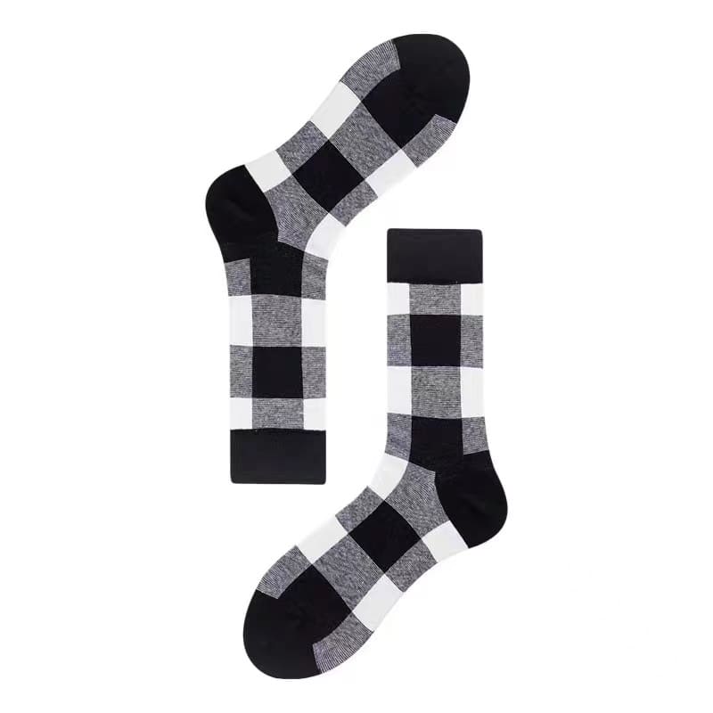 Black n White Checkered Unisex Crew Socks from Lazzy socks