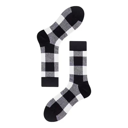 Black n White Checkered Unisex Crew Socks from Lazzy socks