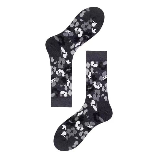 Black n White Floral Unisex Crew Socks from Lazzy socks