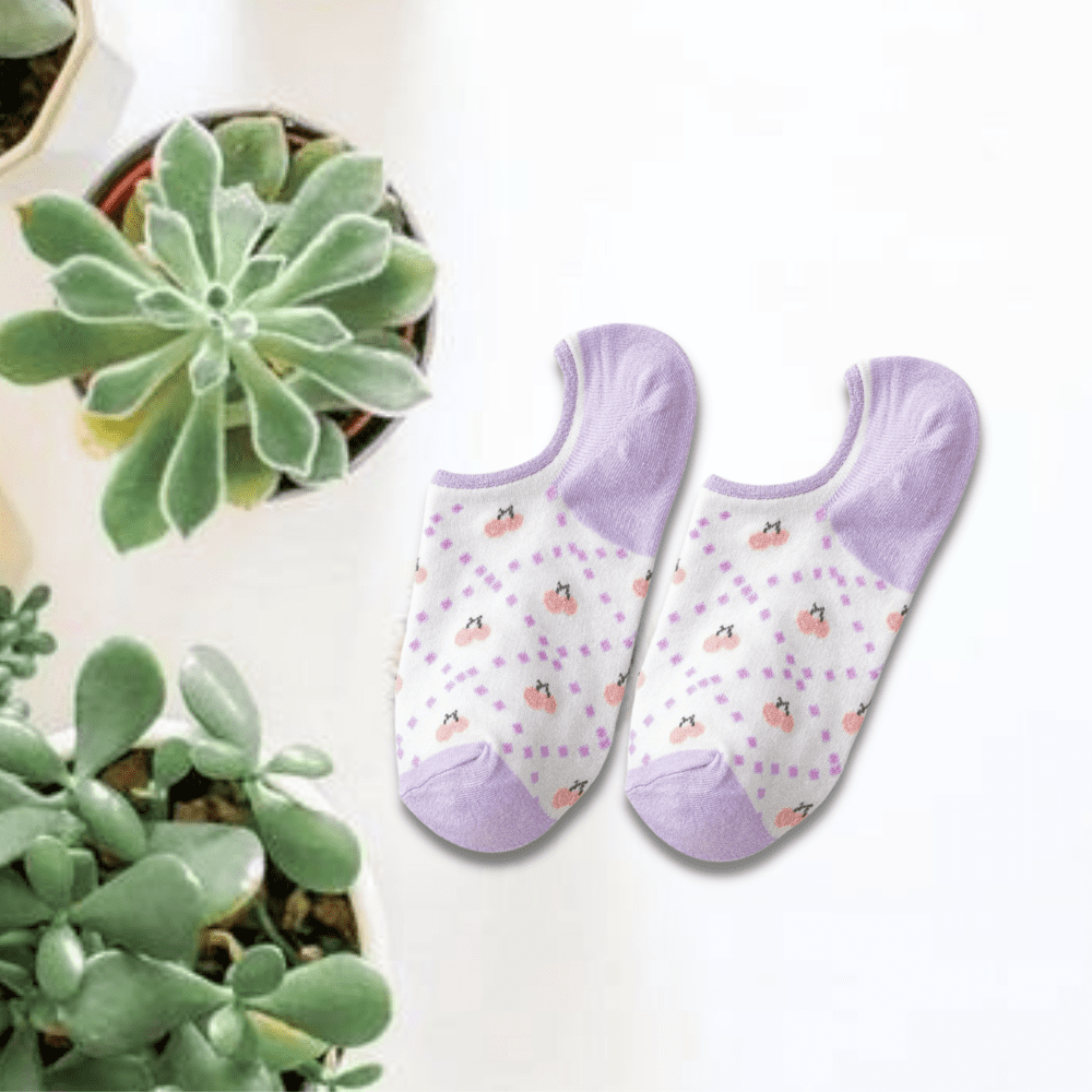 Cute Purple Unisex No Show Socks (pack of 5) from lazzy socks