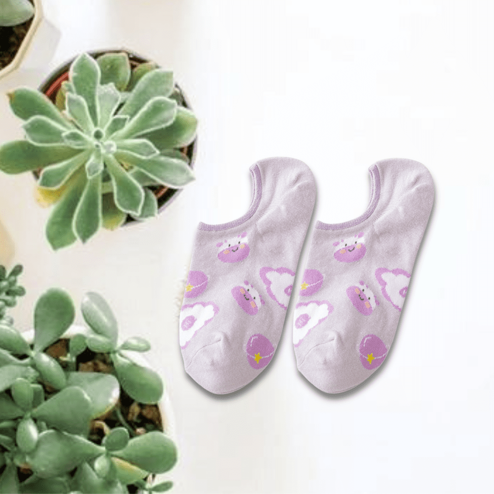Cute Purple Unisex No Show Socks (pack of 5) from lazzy socks