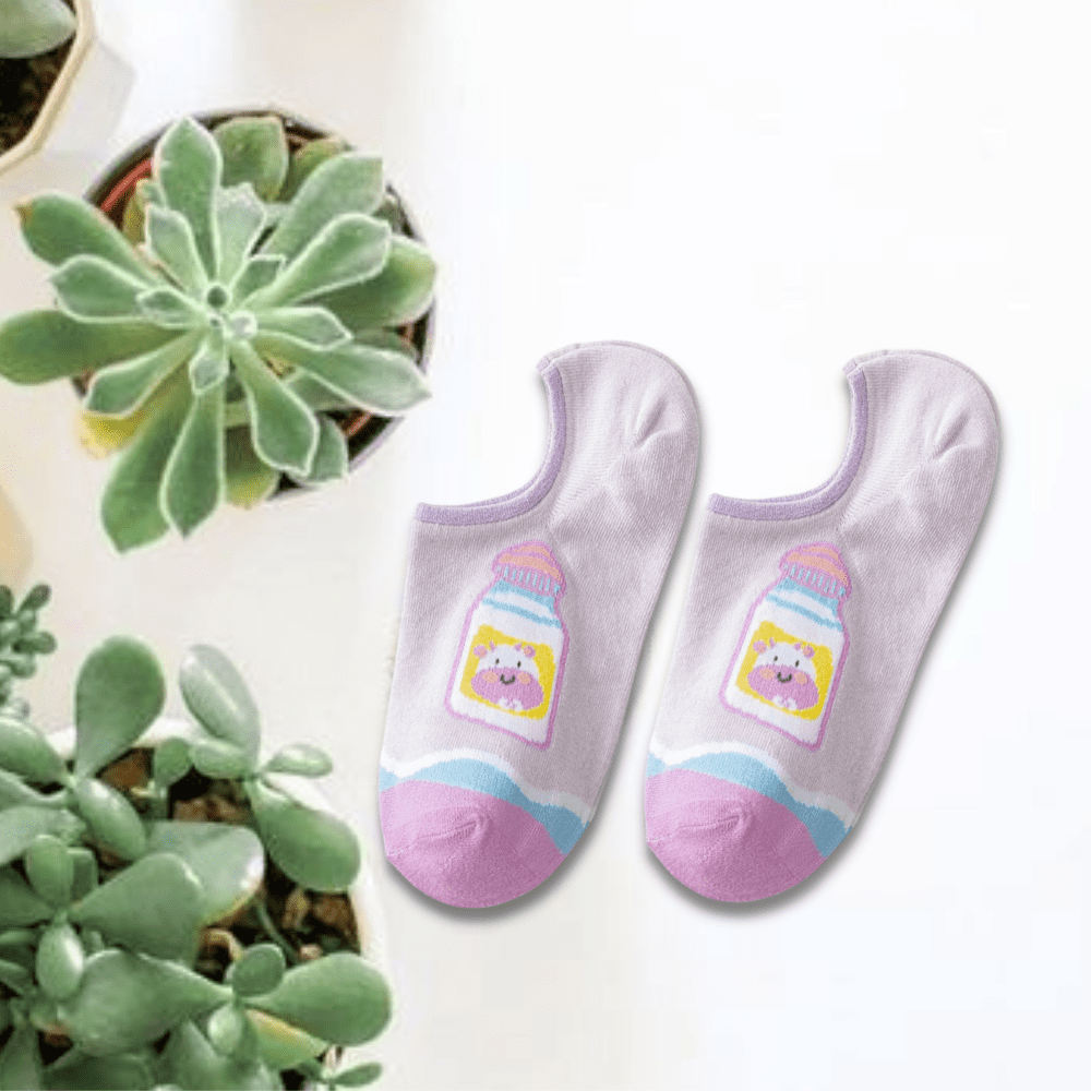 Cute Purple Unisex No Show Socks (pack of 5) from lazzy socks