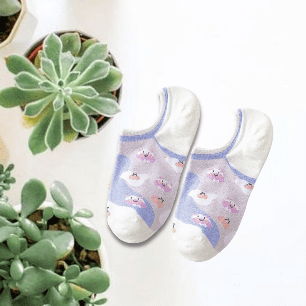Cute Purple Unisex No Show Socks (pack of 5) from lazzy socks