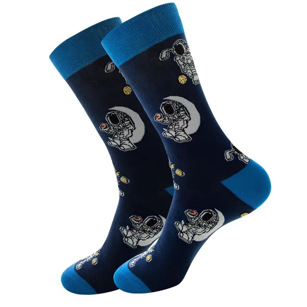 Galaxy & Astronaut Unisex Crew Socks (pack of 2) from lazzy socks. 