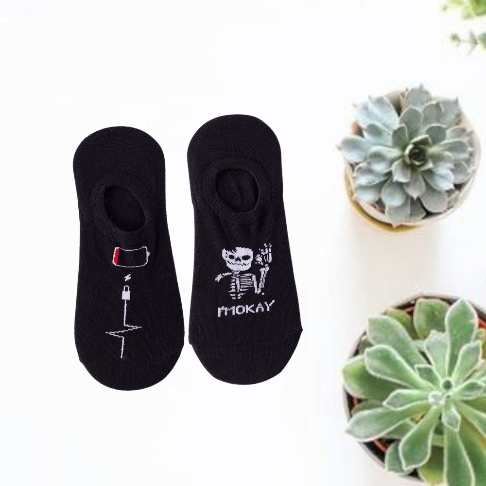 Low Battery Shock Unisex No Show Socks (Pack of 2) from lazzy socks