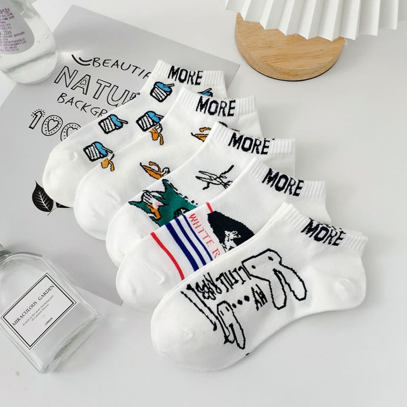 More Cartoon Unisex Ankle Socks (pack of 5 ) from lazzy socks. 