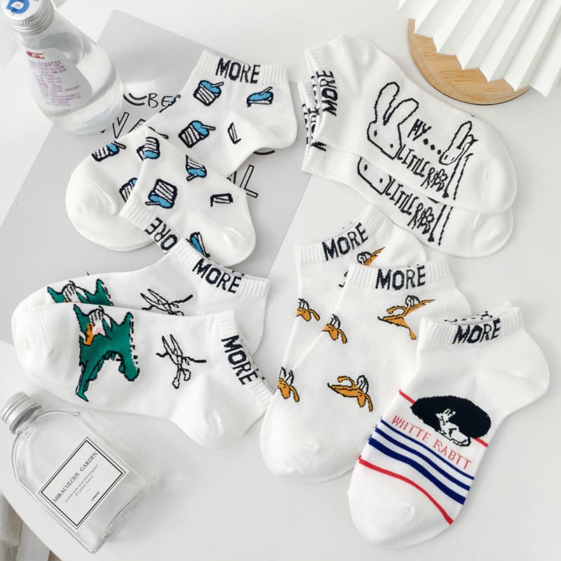 More Cartoon Unisex Ankle Socks (pack of 5 ) from lazzy socks. 