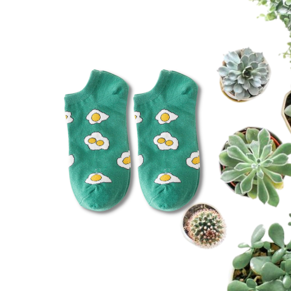 Sunny Side Up Egg Green Unisex Ankle Socks from lazzy socks